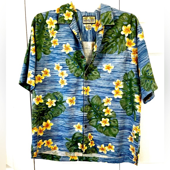 Jamaica Jaxx Hawaiian Silk Tropic print shirt sz Large - Picture 1 of 5
